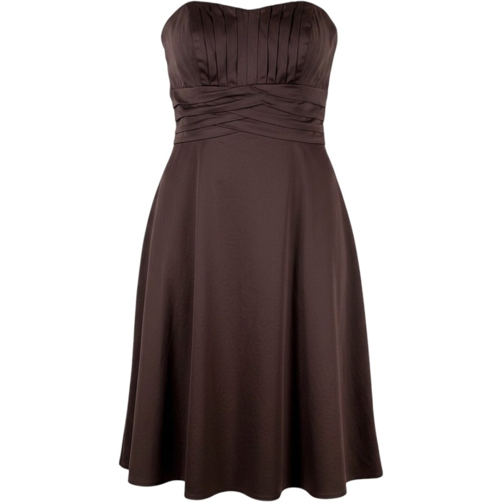 David's Bridal Cocktail Dress Women Size 6 Brown Strapless Pleated